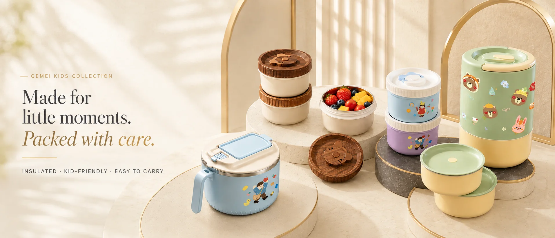 GEMEI insulated and kid-friendly lunchware collection