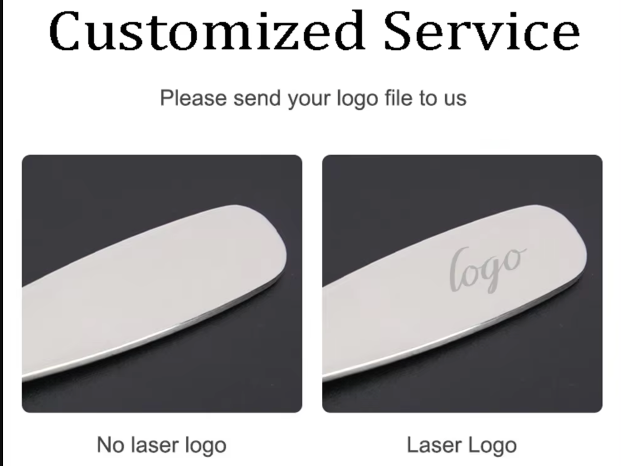 Light logo customization on stainless steel cutlery